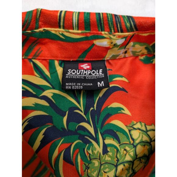 South Pole Mens Hawaiian Button Down Shirt - Medium Pineapple Banana Tropical - Picture 2 of 9